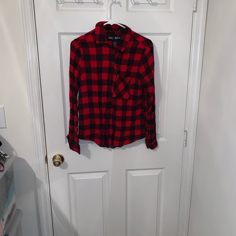 red & black checkered polly & esther flannel